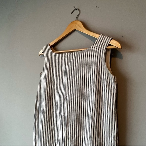Vintage 90s Striped Heavy Cotton Ticking Shift Dress - Picture 1 of 11